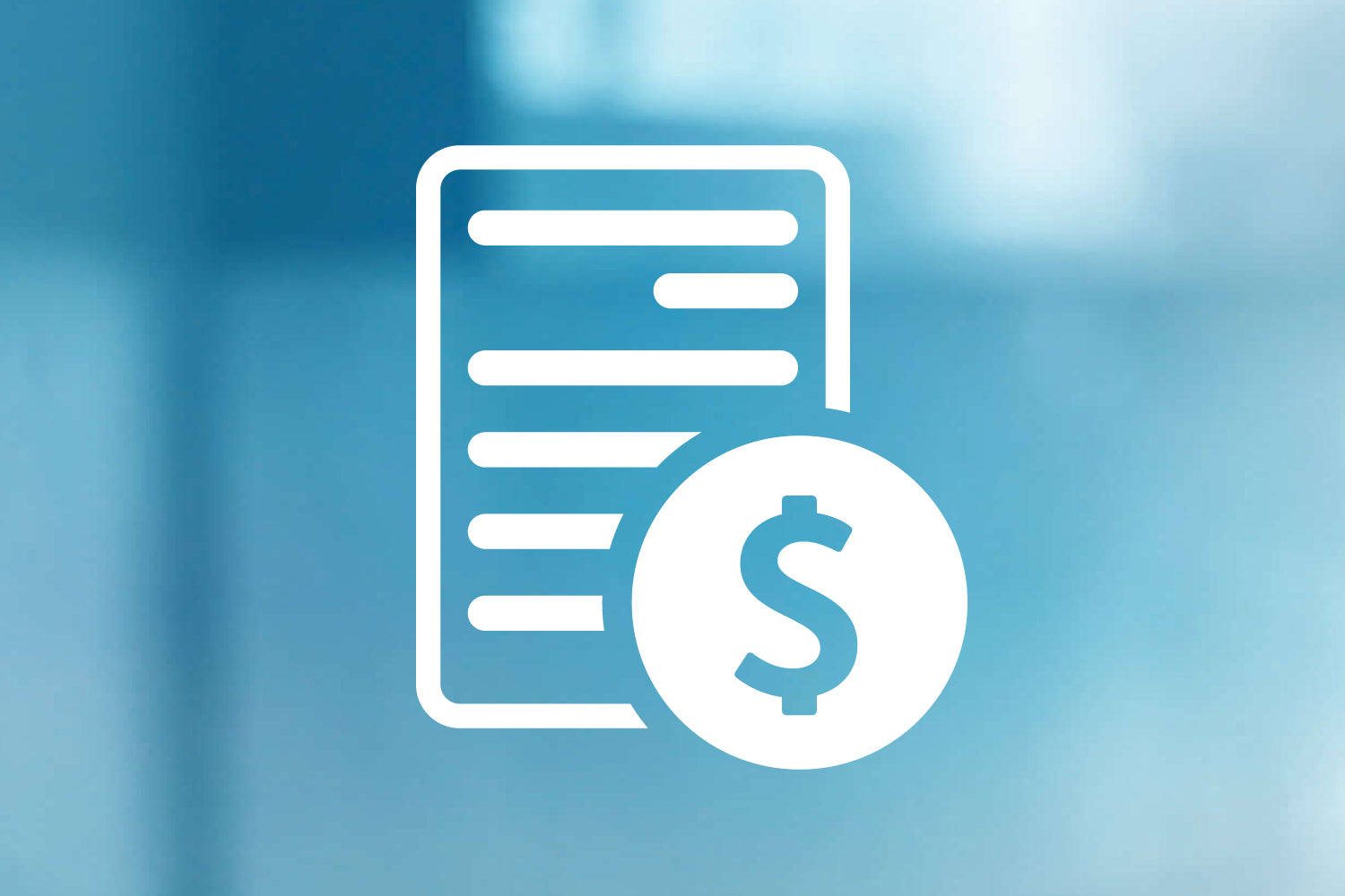 White icon of a document with a dollar sign on a blue gradient background. Dessert Kitchen About our Pricing